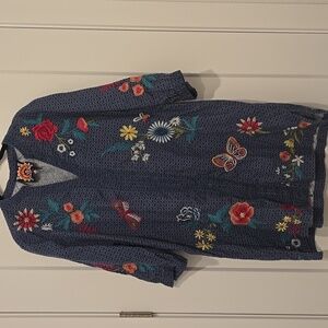 Johnny Was Embroidered Shift Dress